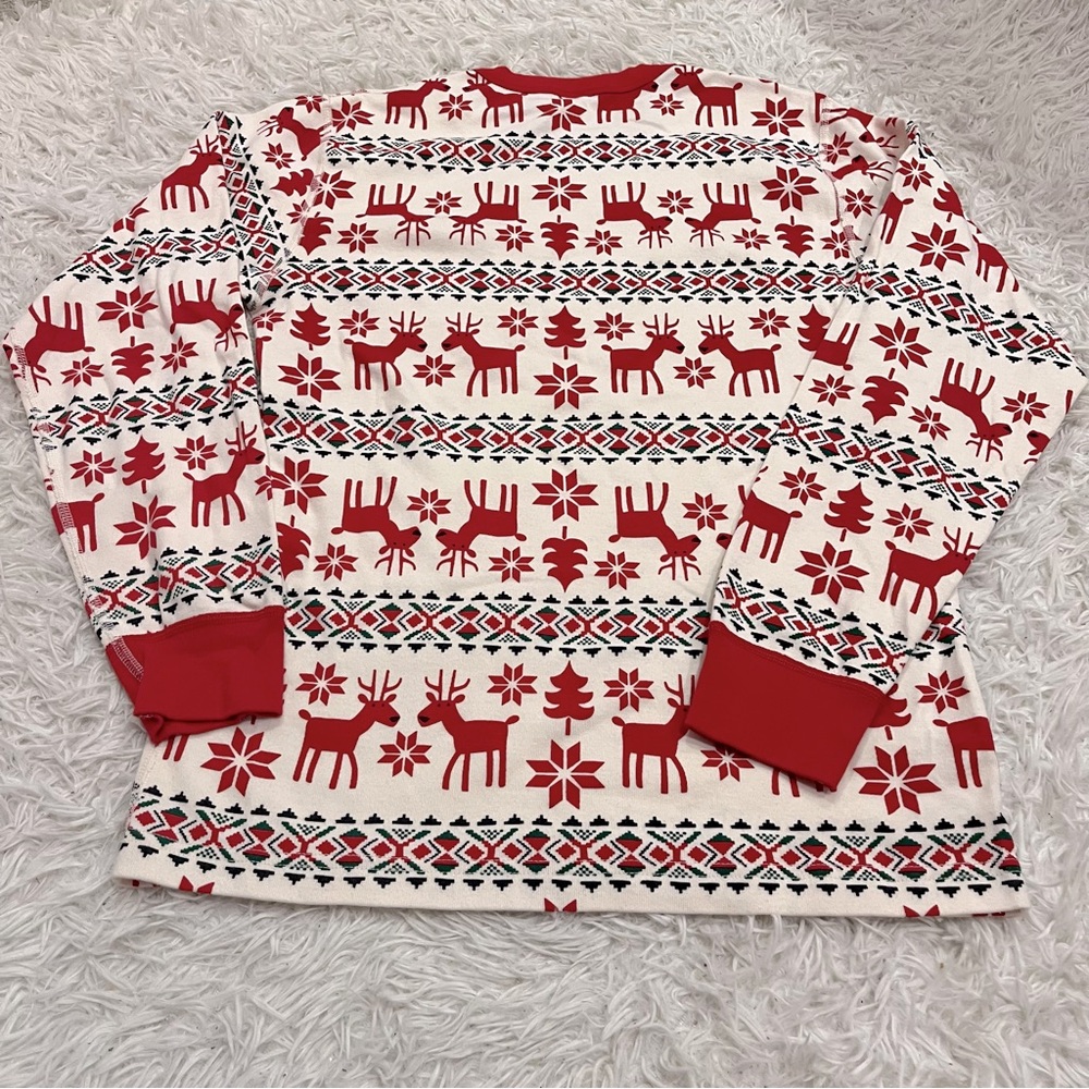 Hanna Andersson Dear Deer Unisex Long John Fair Isle Pajama Top Size M View 5